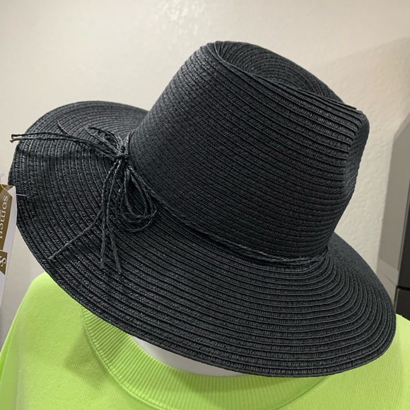 Black Classic Panama Hat With Braided Straw Ribbon - Picture 2 of 5